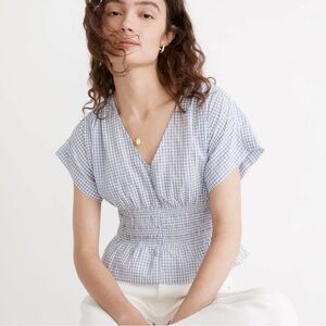 Madewell Blue and White Gingham Blouse